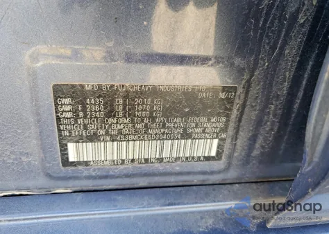 2013 Subaru Legacy 2.5I Limited from USA, damaged, VIN 4S3BMCK66D3040054